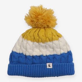 Blue, White and Yellow Bobble Hat 