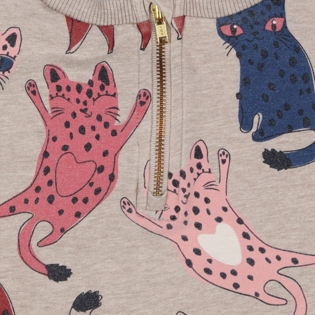 Grey sweater dress with fancy cats