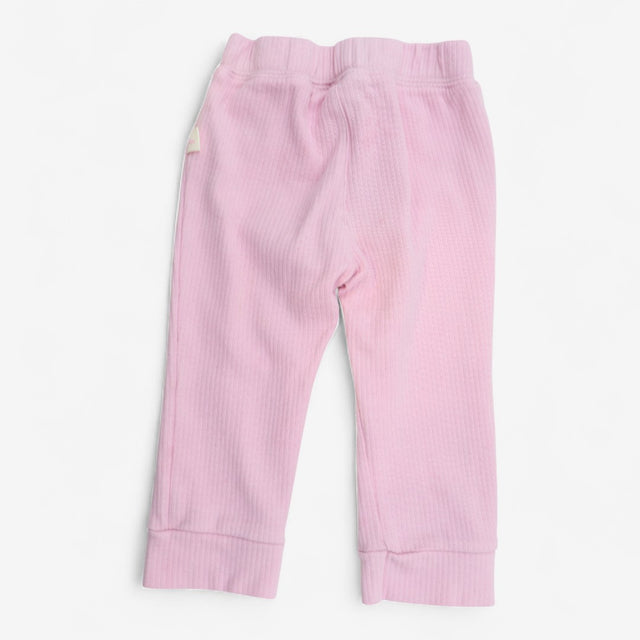 Pink cuffed jersey ribbed leggings