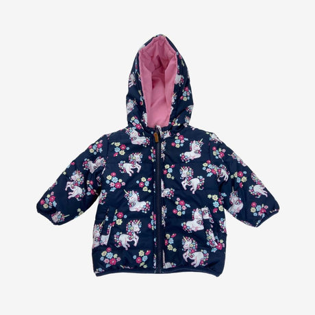 Navy Unicorn Puffer Coat