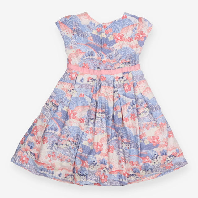 Party Dress with pink Bow Tie and Blue and Pink 