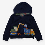 Hoodie navy blue trucks reversible green vehicles