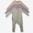 Sleepsuits 3pc ribbed striped purple green orange