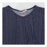 Pleated geo ditsy blue maternity and nursing top
