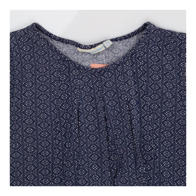 Pleated geo ditsy blue maternity and nursing top
