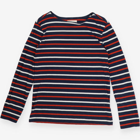 Navy White Red Stripe Long Sleeve Organic Cotton T