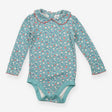 Teal Floral Collared Bodysuit