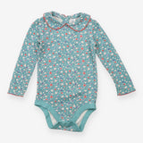 Teal Floral Collared Bodysuit