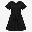 Midi Dress Black Layered Bodice Stretch Maternity