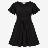 Midi Dress Black Layered Bodice Stretch Maternity