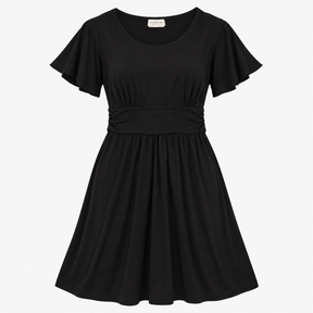 Midi Dress Black Layered Bodice Stretch Maternity