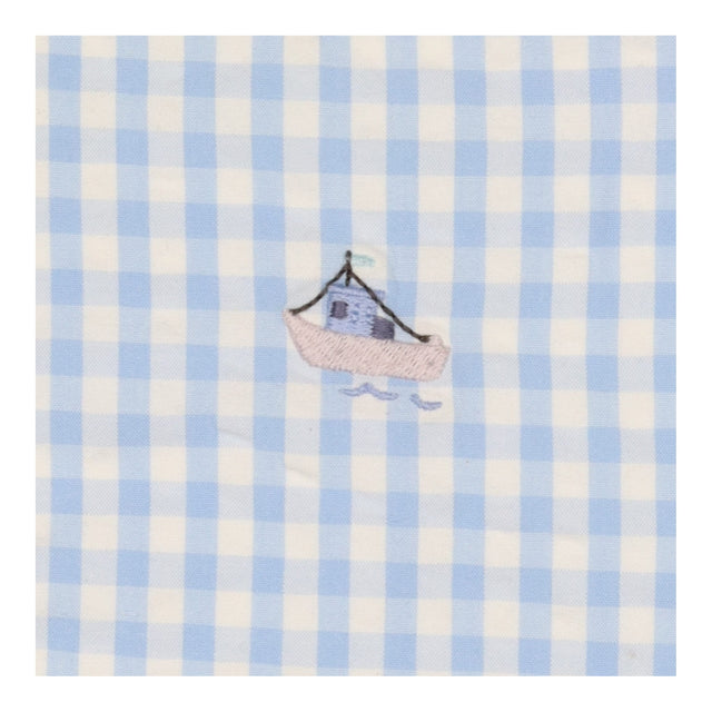 Sleeping Bag Blue Gingham with Boat Applique
