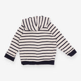 White and Navy Striped Hoodie 