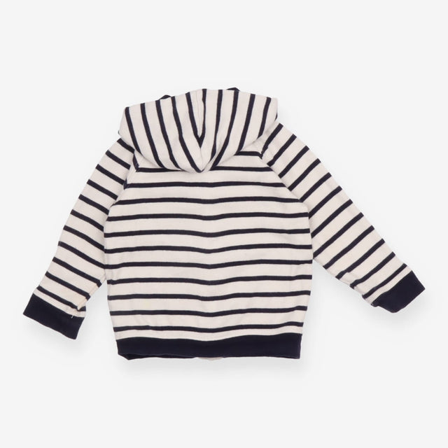 White and Navy Striped Hoodie 