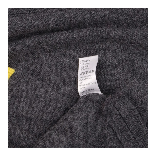 Charcoal Grey Yellow Trim Wool Alpaca Blend Relaxe