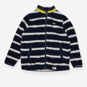 Fleece jacket blue white stripe yellow rhino