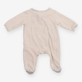 Sleepsuit cream velour grey elephant