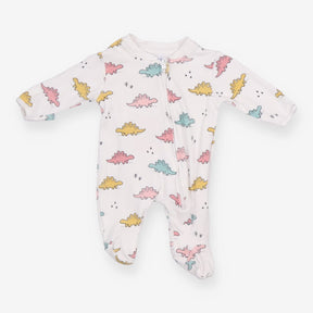 Sleepsuit Zipped Cream with Colourful Dinosaurs