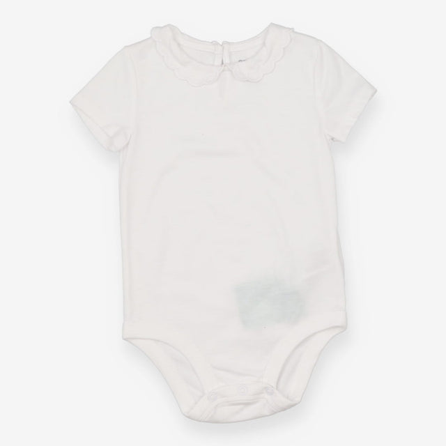 Bodysuit Short Sleeve White Collared