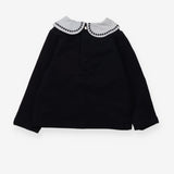 T-shirt long sleeve black with black dots white co