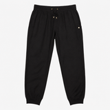 Jogger Trousers Black Drawstring Waist Cuffed Leg