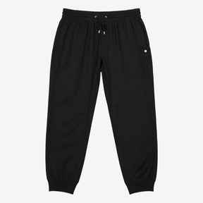 Jogger Trousers Black Drawstring Waist Cuffed Leg