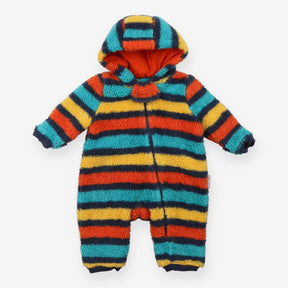 Fleece pramsuit bold stripe