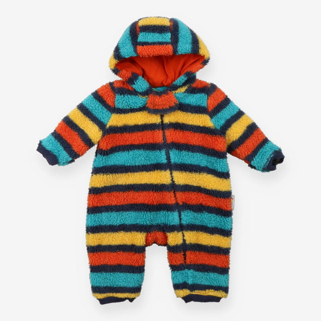 Fleece pramsuit bold stripe
