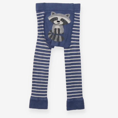 Leggings knit blue white stripe racoon