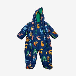 Navy Animal Alphabet Fleece Lined Pramsuit