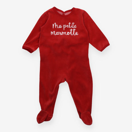 Red Velour Romper Ma Petite Marmotte