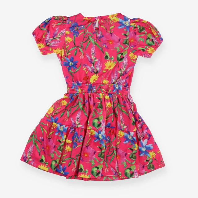 Dress jersey hot pink large flowers SS