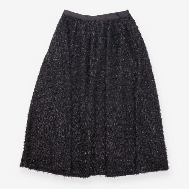 Skirt Black Metallic Thread Textured Midi Sparkle