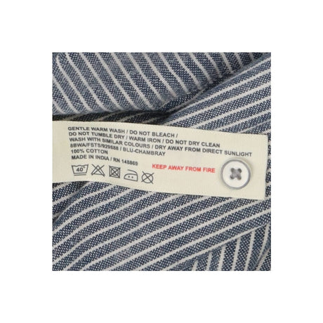 Blue and white fine ticking stripe button-through 
