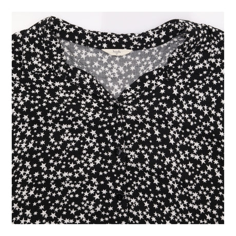 Long sleeve Blouse Black White Star Print
