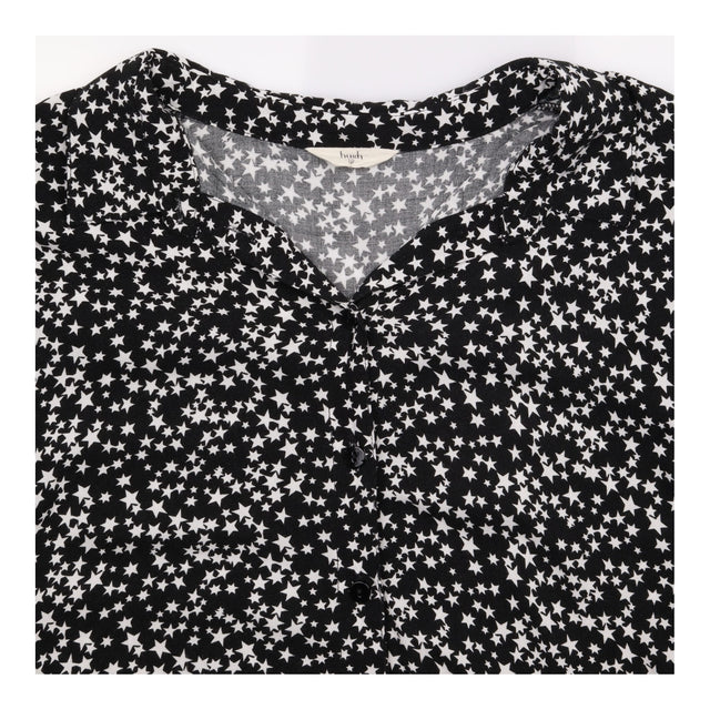 Long sleeve Blouse Black White Star Print