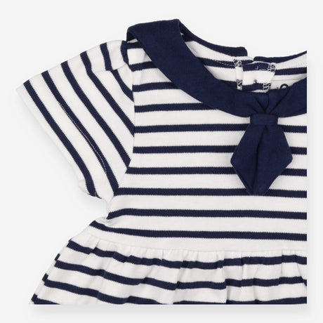 Dress navy stripe sailor collar 