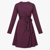 Navy & Pink Fleck Wrap Front Long Sleeve Maternity