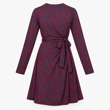 Navy & Pink Fleck Wrap Front Long Sleeve Maternity