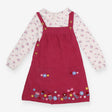 Cord Pinafore Dress Fuchsia and tee White 