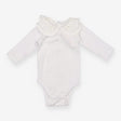 Bodysuit Long Sleeve White Double Collar