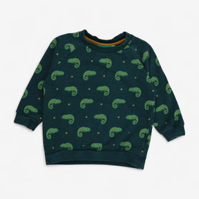 Sweatshirt Green Chameleon Print