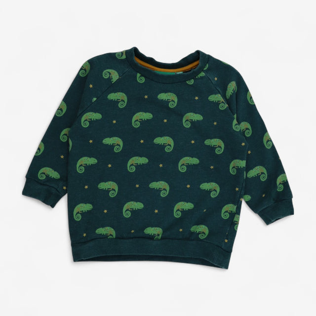 Sweatshirt Green Chameleon Print