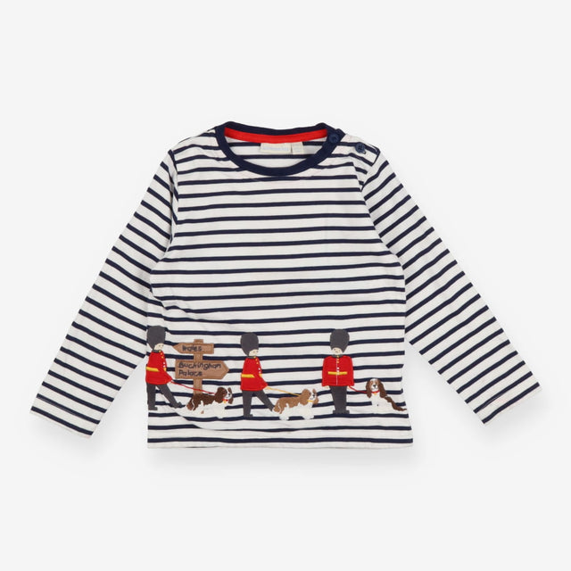 Tee LS white blue stripe soldiers dogs