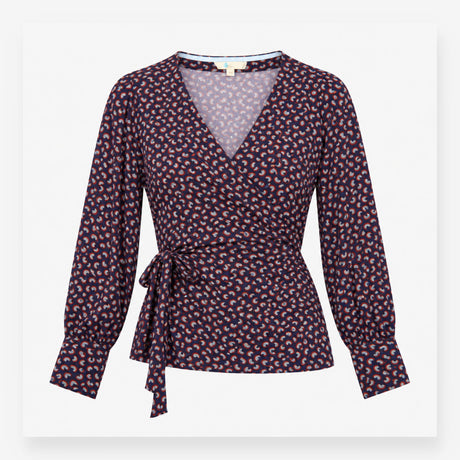 Rainbow Wrap Top Navy Long Sleeve