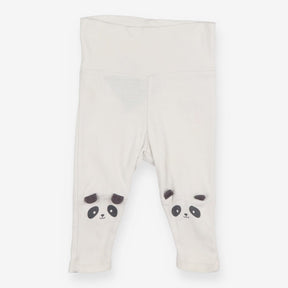 white leggings with panda applique