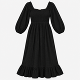 Square Neck Textured Jersey Midi Dress
