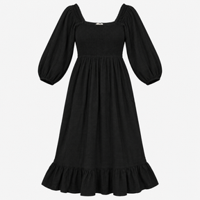 Square Neck Textured Jersey Midi Dress