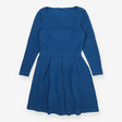 Pleated knit fit and flare dress blue