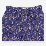 Wide Leg Trousers Blue Boho Print Tie Waist